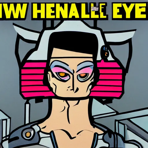 Prompt: with one normal eye and one cybernetic eye,