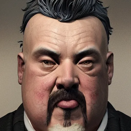 Image similar to hyperrealistic mixed media image of a morbidly obese dr. strange, stunning 3 d render inspired art by istvan sandorfi and greg rutkowski, perfect facial symmetry, realistic, highly detailed attributes and atmosphere, dim volumetric cinematic lighting, 8 k octane extremely hyper - detailed render, post - processing, masterpiece,