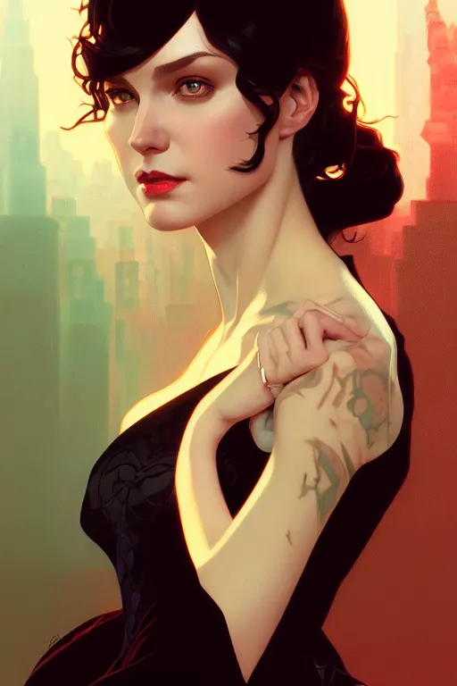 Prompt: a portrait of selina kyle, fantasy, sharp focus, intricate, elegant, digital painting, artstation, matte, highly detailed, concept art, illustration, ambient lighting, art by ilya kuvshinov, artgerm, alphonse mucha, and greg rutkowski