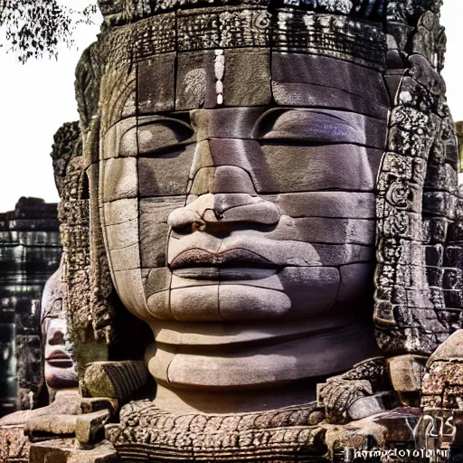 Prompt: angkor thon, asuras, giant, full body, photorealistic, photography hight quality, sharp, stones, award winning photography, canon, thierry rouzier