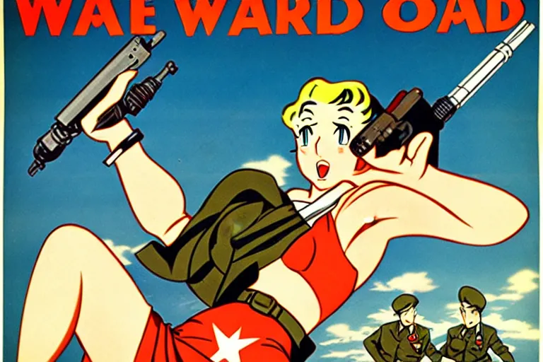 Image similar to 1940s, war, anime, poster