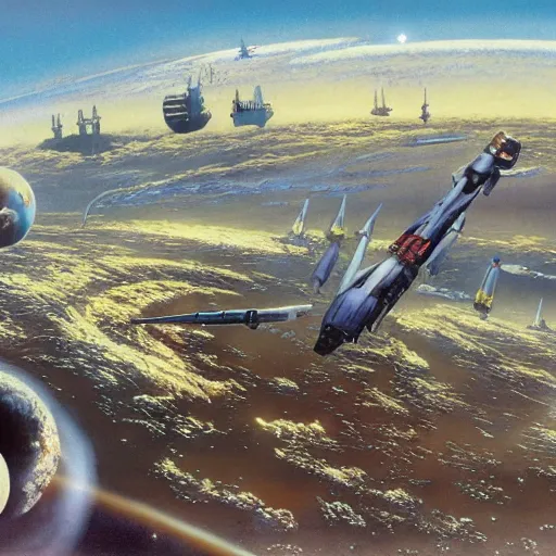 Prompt: gillian anderson, peter elson, chris foss, john berkey, tony roberts, jim burns, don davis