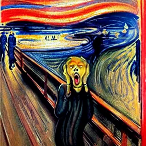 Prompt: rottweiler as the scream by edvard munch