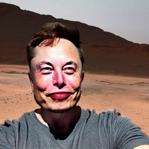 Prompt: Elon musk selfie with background futuristic house on mars, focus detailed