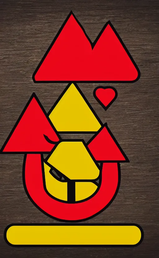 Image similar to poker card style, simple, modern look, colorful, charm symbol in center, pines symbols, maintain aspect ratio, turchese and yellow and red and black, vivid contrasts, for junior, smart design, backed on kickstarter, realistic shapes