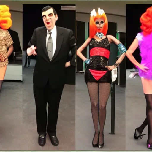 Image similar to Mr Bean at RuPaul's drag race