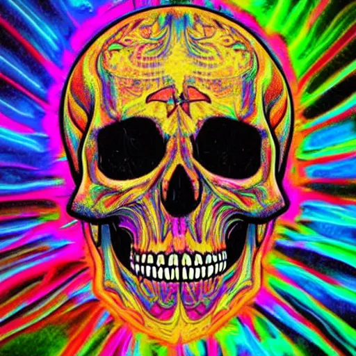 Image similar to psychedelic art of a skull