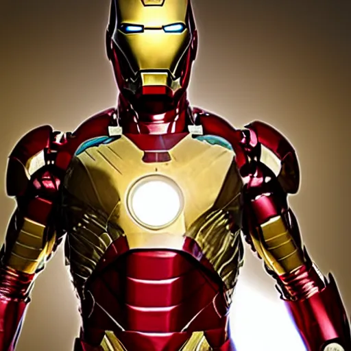 Image similar to gold and black iron man suit, 4k realistic photo