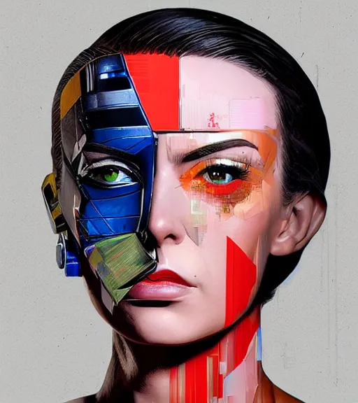 Image similar to portrait of a female android, by MARVEL comics and Sandra Chevrier, 3D