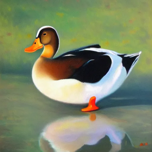 Prompt: a duck on the prowl oil painting avigdor arikha