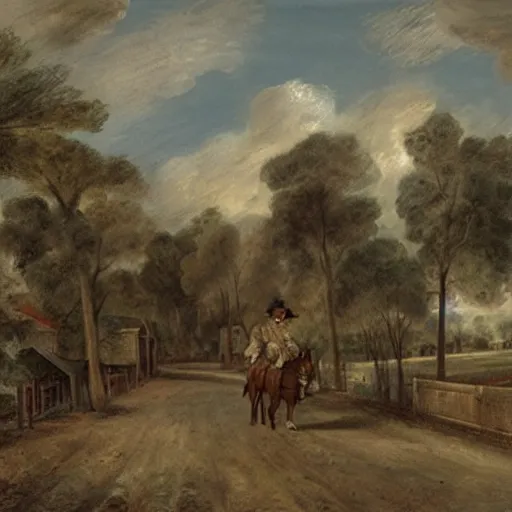 Prompt: Streets of Marshal Arkansas, Portrait artwork by Thomas GAINSBOROUGH