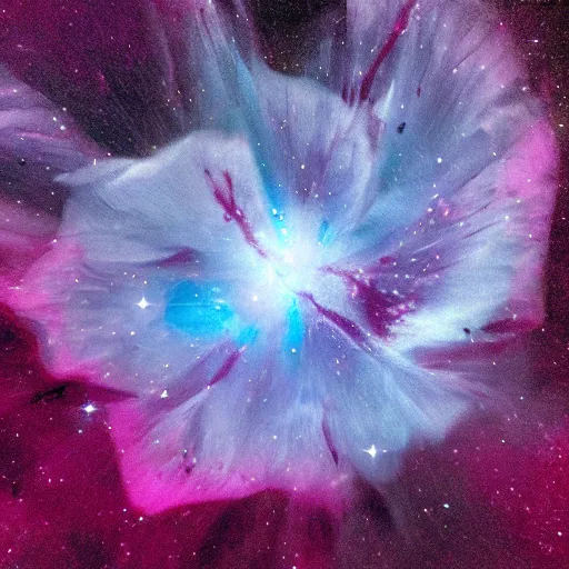 Image similar to nebula image projected on a macro of a rose