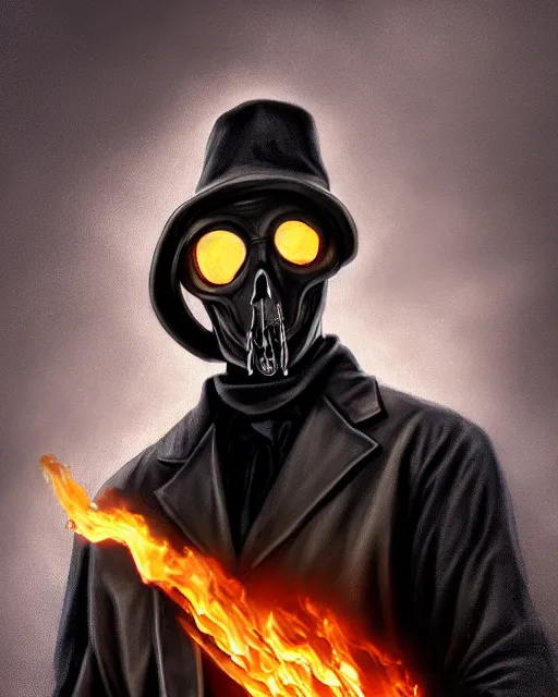 Image similar to a very elegant beautiful outstanding oil painting of a plague doctor as ghost rider, ghost rider skull showing, 4 k, unreal engine 5, digital art, dramatic lighting, artstation, in the style of ghost rider comic