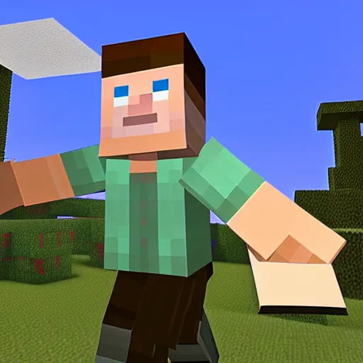 Prompt: steve from minecraft transcending to the 4 th dimension