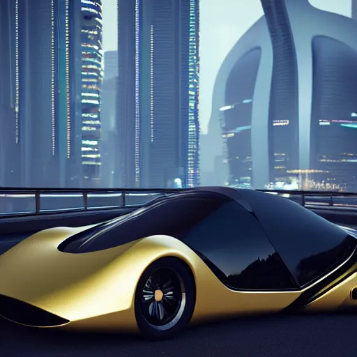 Image similar to car : motherboard forms in the style of zaha hadid architecture sci-fi futuristic setting ultra realistic photography, keyshot render, octane render, unreal engine 5 render , high oiled liquid glossy specularity reflections, ultra detailed, golden hour 4k, 8k, 16k in the style ofblade runner 2049 Cyberpunk 2077 ghost in the shell thor 2 marvel film : tilt shift: sharp focus