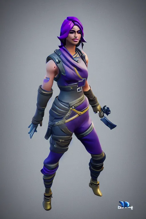 Image similar to flying 3 d model fortnite female warrior, cinematic lighting