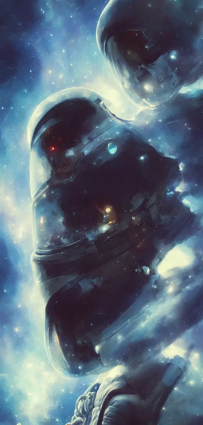 Prompt: portrait of an astronaut in a beautiful nebula,digital art,ultra realistic,ultra detailed,art by greg rutkowski,4k wallpaper