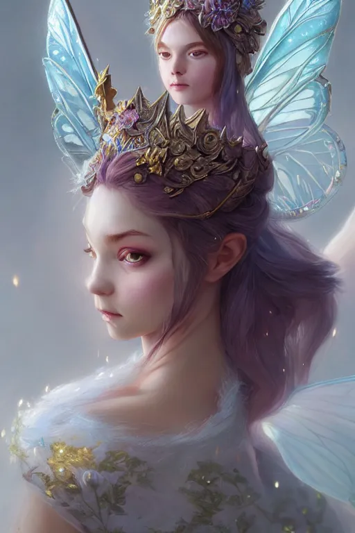 Image similar to fairy princess, highly detailed, d & d, fantasy, highly detailed, digital painting, trending on artstation, concept art, sharp focus, illustration, art by artgerm and greg rutkowski and fuji choko and viktoria gavrilenko and hoang lap