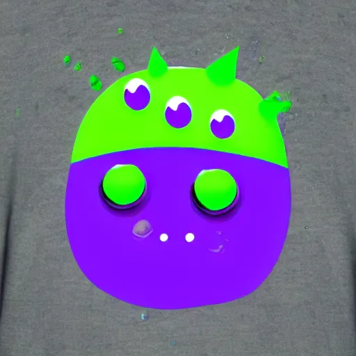 Image similar to a purple and green cute liquid monster