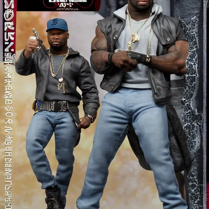 Image similar to a hot toys figure of 5 0 cent, figurine, detailed product photo