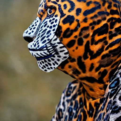 Image similar to a mask of a shaman and a jaguar