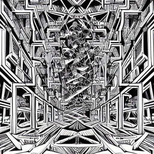 Prompt: neon samsara by mc escher