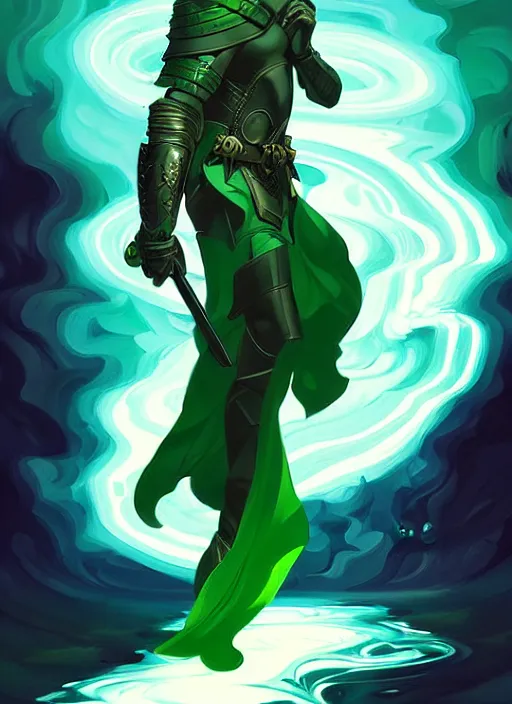 Image similar to style artgerm, joshua middleton, illustration, wesley snipes as a warrior monk wearing green pelt light armor, blue hair, swirling water cosmos, fantasy, dnd, cinematic lighting