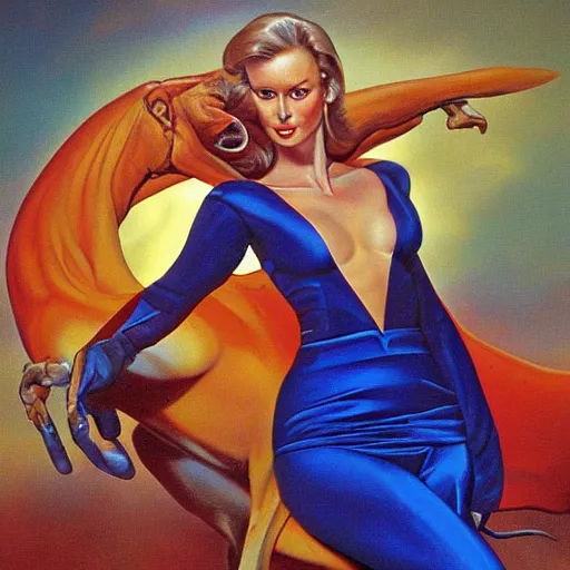 Image similar to kirsten schaal painted by boris vallejo