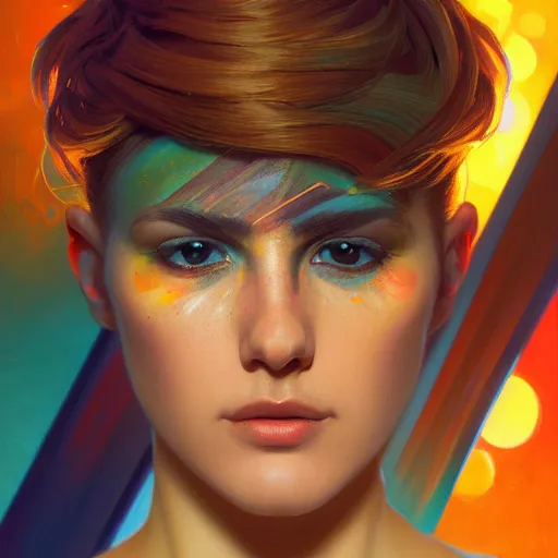 Prompt: hyperrealistic oil painting of electric hero, cute - fine - face, pretty face, oil slick hair, realistic shaded perfect face, extremely fine details, realistic shaded lighting, dynamic background, 8 k ultra realistic, highly detailed, art by christopher balaskas, alphonse mucha, craig mullins, ultra detailed