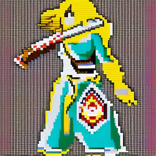 link from legend of zelda in cross stitch pattern, 8bit, Stable Diffusion