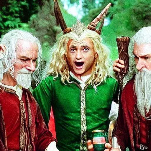 Image similar to lord of the rings elves having a drinking contest