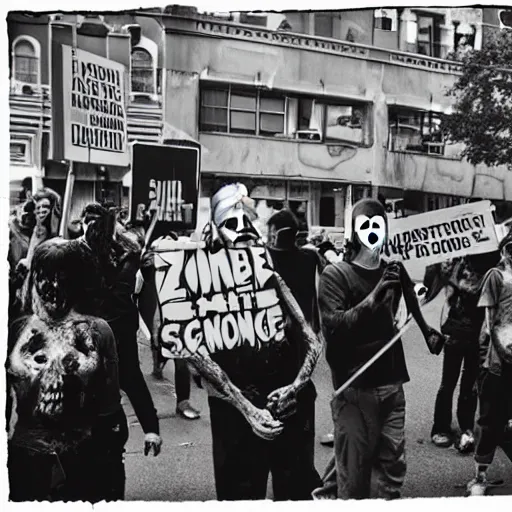 Image similar to zombie protest for zombie rights zombie rights zombie rights 3 5 mm