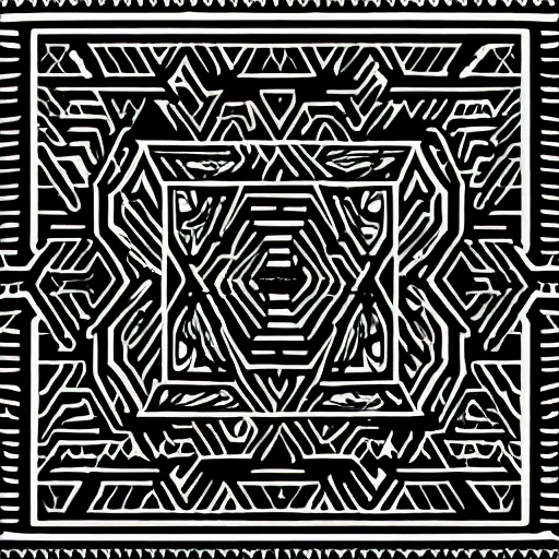 Image similar to a tribal vector of abstract shapes, black and white