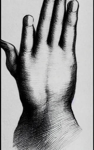 Prompt: drawing hand by leonard da vinci