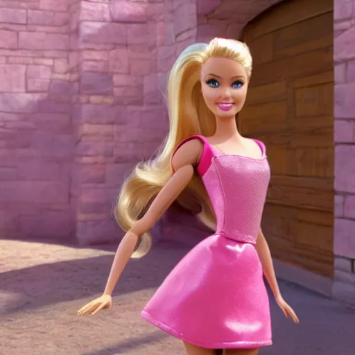 Prompt: barbie and the diamond castle live action remake, 4 k, film still, live action, realistic, human, actress - n 9