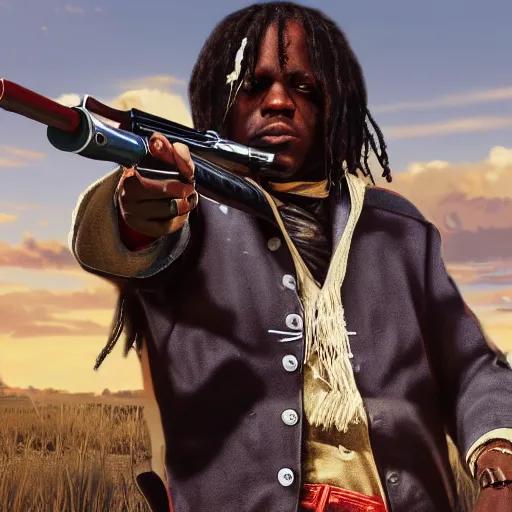 Image similar to Rapper Chief Keef In red dead redemption 2 digital art 4K quality super realistic