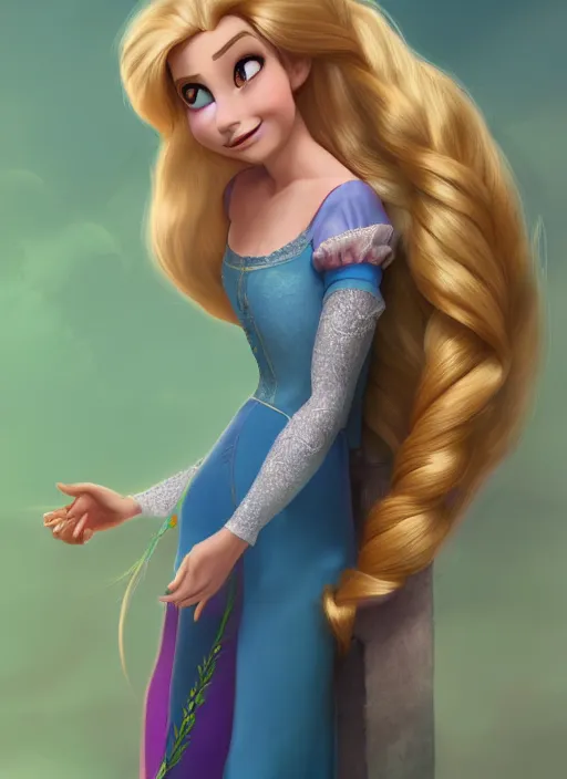 Prompt: rapunzel, digital art, trending on artstation