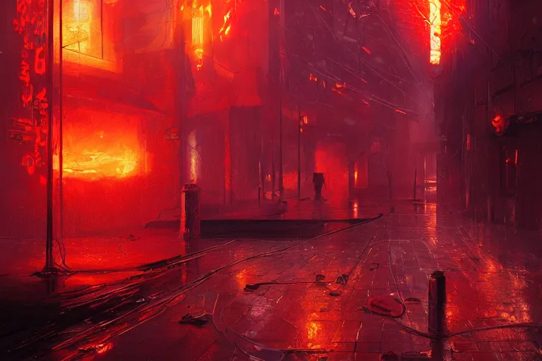 Image similar to arcs of flame, simulation of water splashes, shards of mercury, dramatic lighting, cyberpunk neon, secret cypher, red flowers, solar flares, intricate art by greg rutkowski