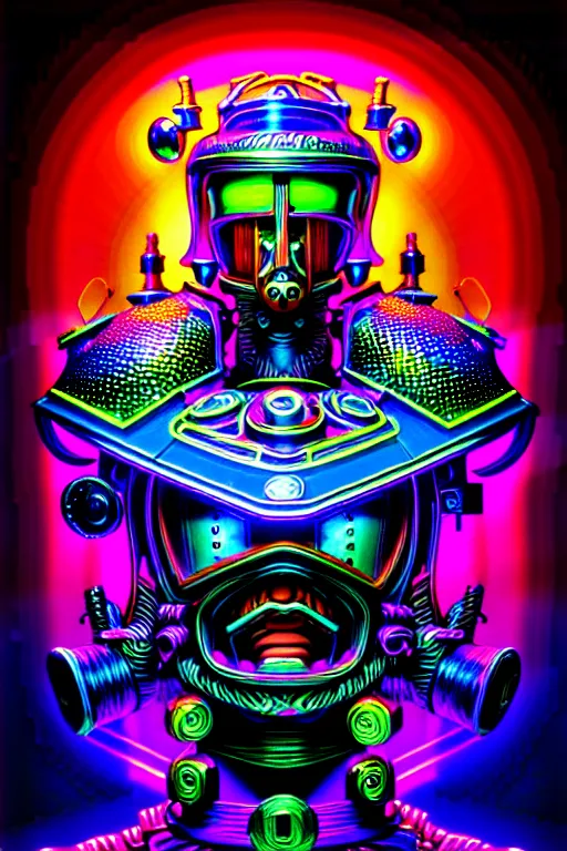 Prompt: maximalist detailed neon knight portrait. lowbrow scifi artwork by kidsquidy ø - cult and subjekt zero. ray tracing hdr polished sharp in visionary psychedelic fineart style inspired by ben ridgway and igor goryunov