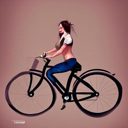 Prompt: iconic Monaliza is riding a bike, digital painting, ultrarealism, trending on artstation