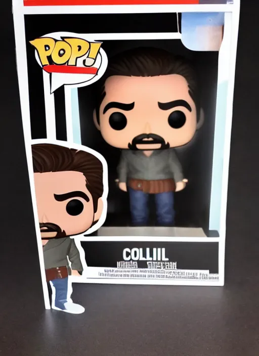 Prompt: Colin Farrell as a Pop Funko figure