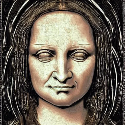 Prompt: monalisa in the style of H.R. GIGER!!!!!