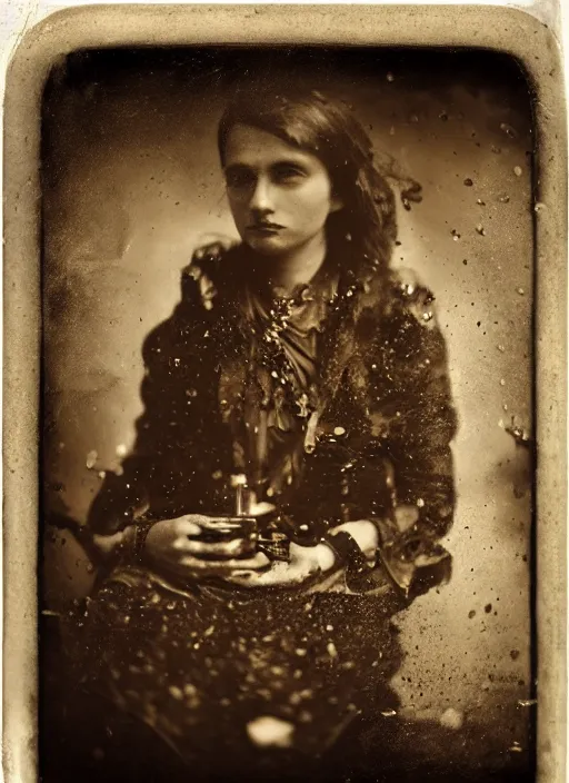 Image similar to old wetplate daguerreotype portrait, explosion of data fragments, fractal, intricate, elegant, highly detailed, parallax, leica, medium format, subsurface scattering, by oskar kokoschka