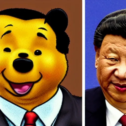 Prompt: Xi JinPing discovers it's strikening ressemblance to Winnie-the-pooh