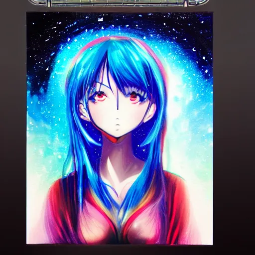 Prompt: galaxy painting of an Anime girl