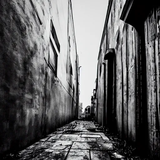 Image similar to creepy monster hiding in alleyway. found footage.