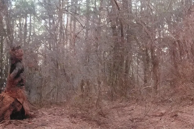 Prompt: a movie still of a bear in a forest by walerian borowczyk, immoral tales, grain, technicolor, high definition, remastered, wide angle, 7 0 mm, wide shot, cinematic