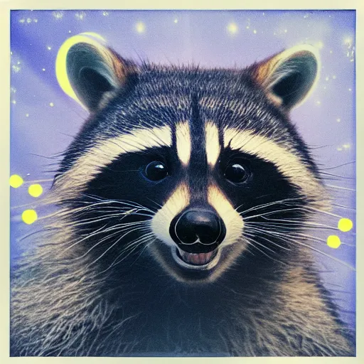 Prompt: “portrait of racoon in the style of metamask with laser eyes”