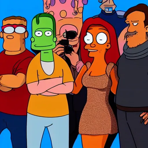 Image similar to photograph of the cast of futurama in real life