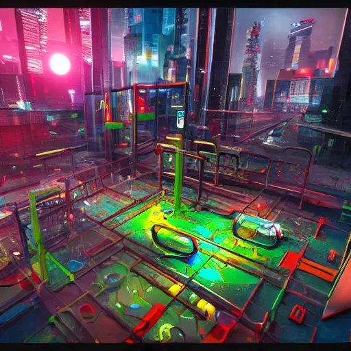 Image similar to cyberpunk playground